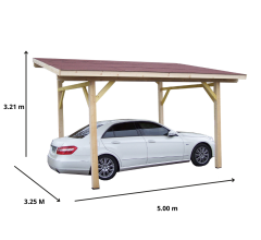 Carport Avento, Epicéa du nord section 120 x 120mm, 3.00 x 3.60m, 16.20m²