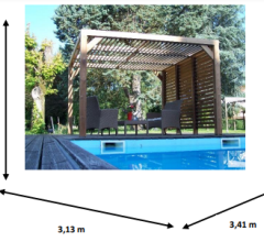 Pergola Thermauvent avec ventelles et un mur, THT, 3.10 x 3.40m, 10.60m²