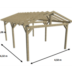 Carport Karpa, Epicéa du nord section 120 x 120mm, 3.90 x 5.90m, 28.40m²