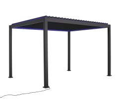 Pergola bioclimatique avec ventelles électrique et ruban LED, Aluminium, 3.0 x 4.0 m, 12m²