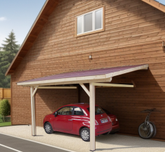 Carport, Epicéa du nord section 120 x 120mm, 3.00 x 3.60m, 16.20m²