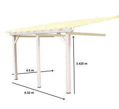 Carport, Epicéa du nord section 120 x 120mm, 4.50 x 6.30m, 28.40m²