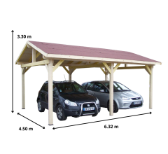 Carport Karpa, Epicéa du nord section 120 x 120mm, 3.90 x 5.90m, 28.40m²