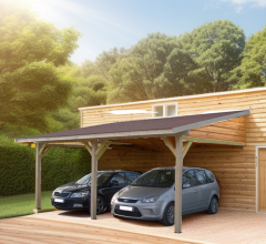 Carport, Epicéa du nord section 120 x 120mm, 3.90 x 5.90m, 28.40m²