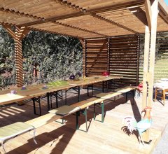 Pergola Thermauvent  avec ventelles mobiles sur mur, THT, 3.40 x 6.20 m, 21.0m²