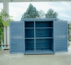 Armoire de rangement  équipée de 3 étages, bois lasurée couleur bleue, 0.40 x 0.90 m, 0.36m²