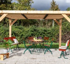 Pergola Veneto avec ventelles réglables, Bois douglas, 3.40 x3.10 m, 10.50m²