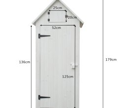 Armoire cabine de rangement équipée de 3 étagères, Bois lasurée finition blanc, 0.65 x 0.44 m,  0.28m²