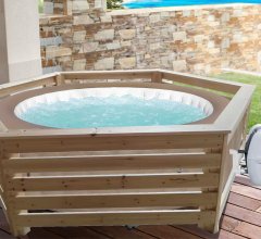 Habillage hexagonal pour spas et piscines gonflables, Bois, 2.80 x 2.20 m, 6.10m²