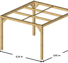 Pergola Thermauvent, Bois Thermo chauffé poteaux 0.12 x 0.12 m, 3.40 x 3.10m, 10.60m²