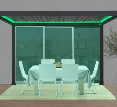 Pergola bioclimatique avec ventelles électrique et ruban LED, Aluminium, 3.0 x 4.0 m, 12m²