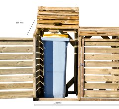 Cache poubelle, bois autoclavé double, 1.50 x 0.90 m, 1.35m²