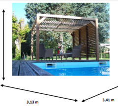 Pergola Thermauvent avec ventelles / 1 coté et toit, THT, 3.40 x 3.10m, 10.70m²