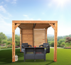 Pergola Thermauvent avec ventelles mobiles sur le toit et un mur, THT, 2.30 x 3.10 m, 7.10m²