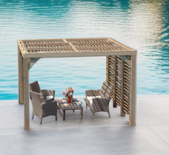 Pergola Thermauvent avec ventelles et un mur, THT, 3.10 x 3.40m, 10.60m²