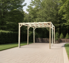 Carport, Pin sylvestre traité autoclave classe III, 3.00 x 5.00m, 15.00m²