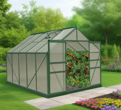 Serre jardin, Aluminium couleur verte, 3.00 x 2.45 m, 7.35m²