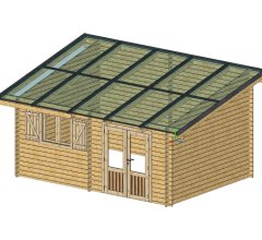 Abri photovoltaïque Lumibois 5kWc, Epicéa massif 42mm, 4.80 x 3.49 m, 16,75 m²