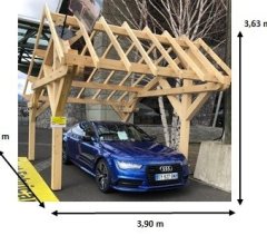 Carport Lemno, Sapin du nord section 160 x 120mm//80 x 120mm, 3.90 x 5.00m, 19.70m²