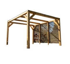 Pergola Veneto avec ventelles orientables, Bois douglas, 3.40 x 3.60m, 12.20m²