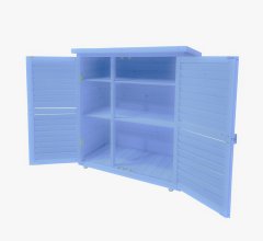 Armoire de rangement  équipée de 3 étages, bois lasurée couleur bleue, 0.40 x 0.90 m, 0.36m²