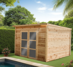 Abri Poolhouse Bahia , Epicéa Madriers 28mm, 3.20 x 3.20m, 10.20m²