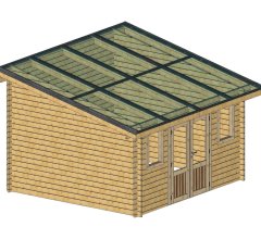 Abri photovoltaïque Lumibois 4kWc, Epicéa massif 42mm, 3.80 x 3.49 m, 13,26 m²