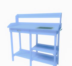 Table multiusages, bois lasurée couleur bleue