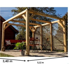 Pergola Veneto, Bois douglas, 3.40 x 3.10 m, 10.50m²