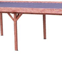 Auvent Ombra  et avec treillage en bois sur 1 côté, Sapin du nord couverture bac acier, 4.00 x 7.50m,  30m²