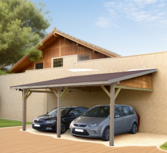 Carport, Epicéa du nord section 120 x 120mm, 3.90 x 5.90m, 28.40m²