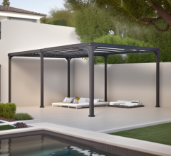 Pergola Bioclimatique avec ventelles, Aluminium gris anthracite, 3.60 x 6.00m, 21.60m²