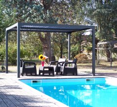 Pergola Bioclimatique avec ventelles, Aluminium gris anthracite, 3.60 x 3.00m, 10.80m²