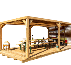 Pergola Thermauvent  avec ventelles mobiles sur mur, THT, 3.40 x 6.20 m, 21.0m²