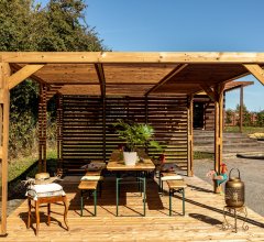 Pergola Thermauvent  avec ventelles mobiles sur mur, THT, 3.40 x 6.20 m, 21.0m²