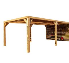 Pergola Thermauvent  avec ventelles mobiles sur mur, THT, 3.40 x 6.20 m, 21.0m²