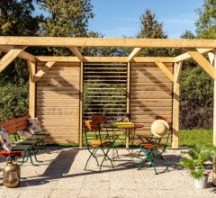 Pergola Veneto avec ventelles réglables / 1 Côté, Epicéa/Sapin traité, 3.60 x 3.40 m, 12.20m²