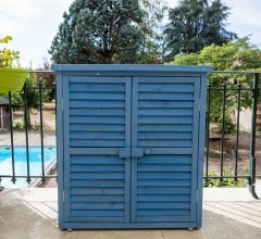 Armoire de rangement  équipée de 3 étages, bois lasurée couleur bleue, 0.40 x 0.90 m, 0.36m²