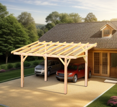 Carport Avento, Epicéa du nord section 120 x 120mm, 3.00 x 3.60m, 16.20m²