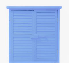 Armoire de rangement  équipée de 3 étages, bois lasurée couleur bleue, 0.40 x 0.90 m, 0.36m²
