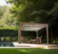 Pergola Thermauvent avec ventelles et un mur, THT, 3.10 x 3.40m, 10.60m²