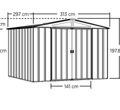 Abri Métal, grand volume, 3.10 x 2.90, 9.00m²