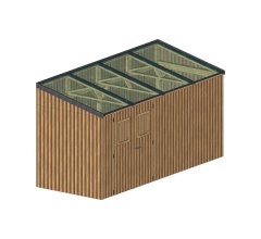 Abri photovoltaïque Lumibois 2kWc, THT, "Plug and play", bardage 19mm, 1,90 x 4,67 m, 8.87 m²