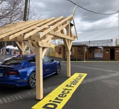 Carport Lemno, Sapin du nord section 160 x 120mm//80 x 120mm, 3.90 x 5.00m, 19.70m²