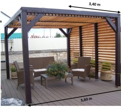 Pergola Veneto, Bois, 3.40 x3.60m,  12.20m²