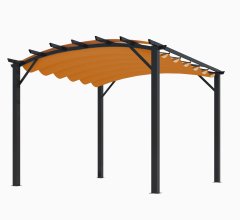 Pergola arche, structure mixte aluminium/acier coloris gris anthracite toile couleur rouille, 3.40 x 3.30 m, 11.20m²