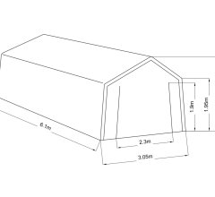 Abri en Toile renforcée, Acier, 3.0 x 6.10 m, 18.3 m²