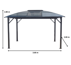 Gloriette avec rideaux, Aluminium, 3.60 x 3.00 m, 10.80m²