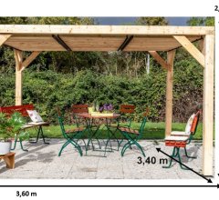 Pergola Veneto avec ventelles réglables, Bois douglas, 3.40 x3.60 m, 12.20