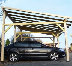 Carport Avento, Epicéa du nord section 120 x 120mm, 3.90 x 5.90m, 28.40m²